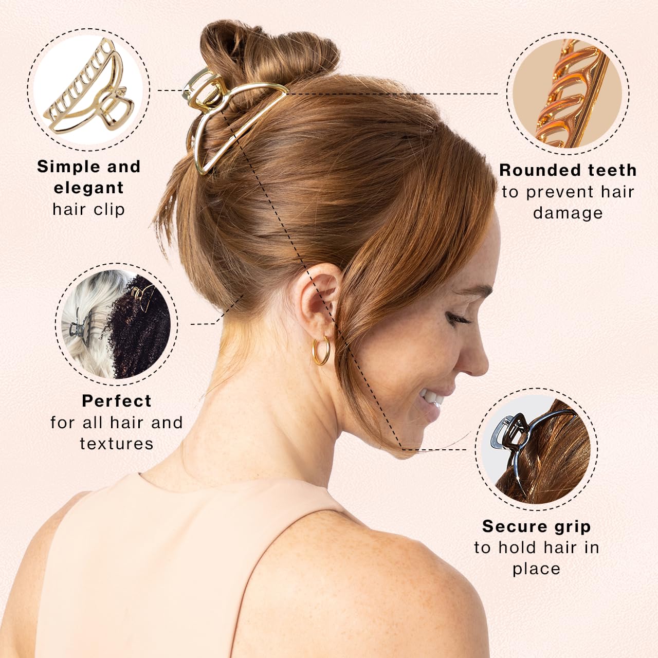 Kitsch metal hair clip gold arch-loop detail for chic updos