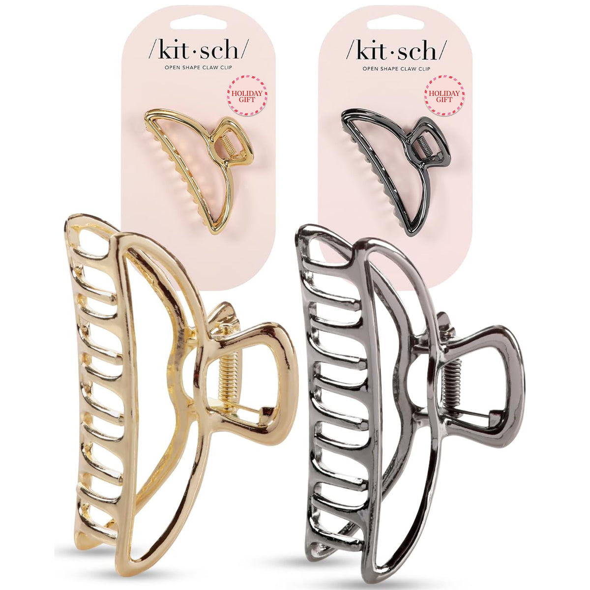 Kitsch metal hair clip gold close-up for elegant everyday styling