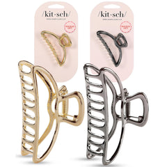 Kitsch metal hair clip gold close-up for elegant everyday styling