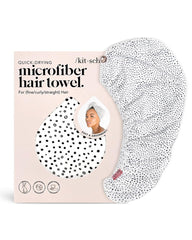Kitsch microfiber hair towel wrap absorption 5x faster; saves shower time.