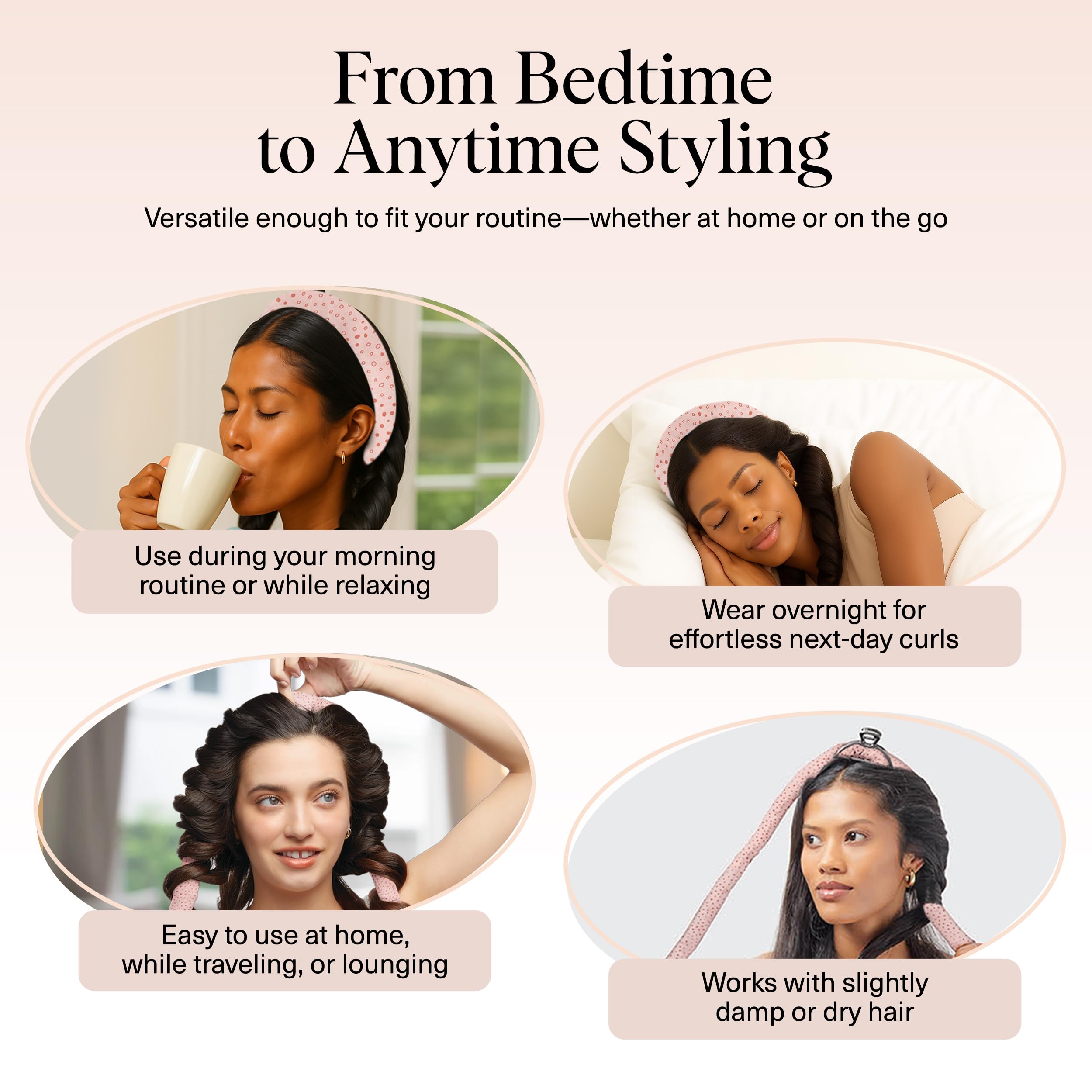Kitsch night-styling setup beside bed for effortless morning curls