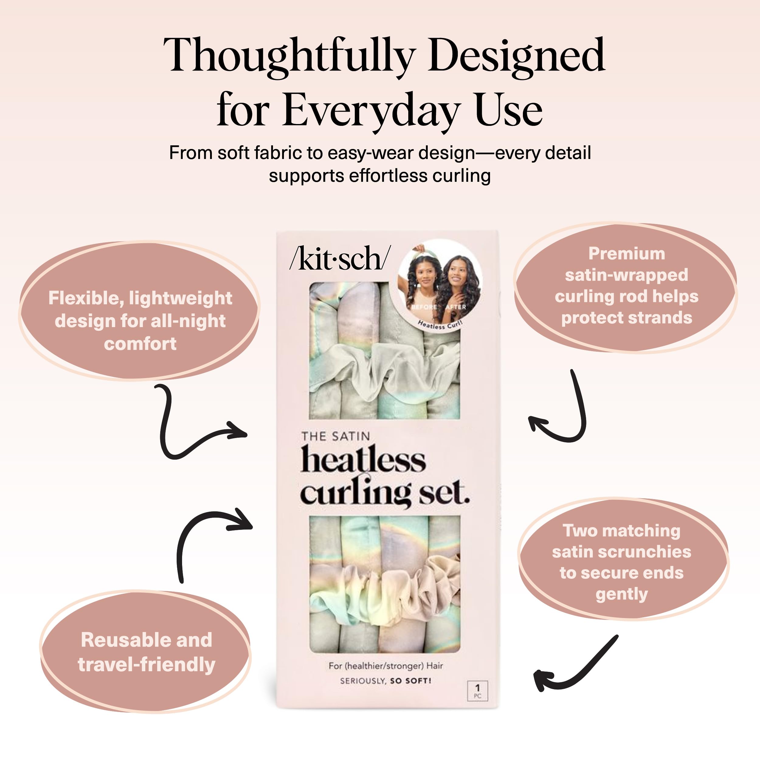 Kitsch overnight curling rod in-bed setup for sleep-in styling