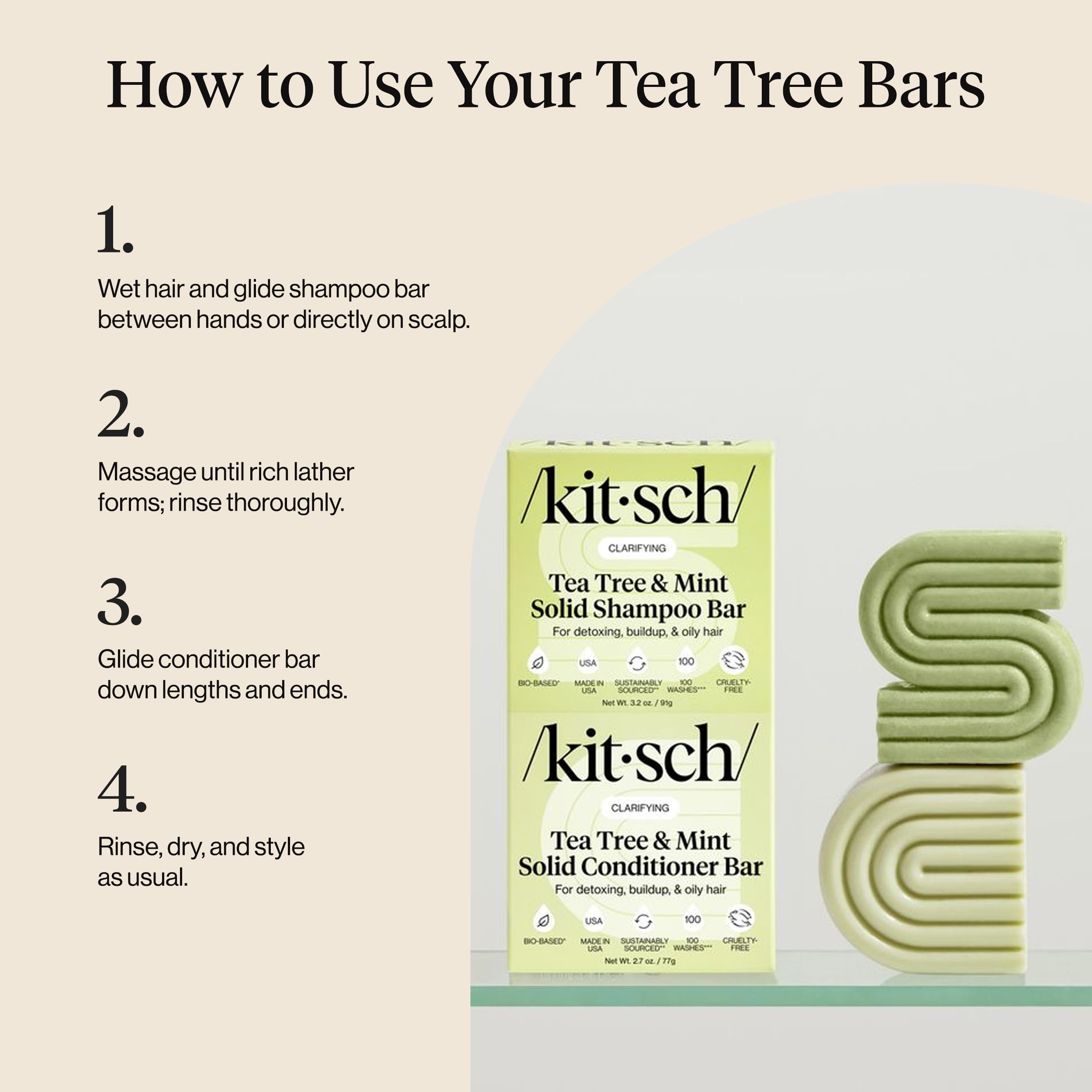 Kitsch PH-balanced formula bar signals gentle cleansing for most hair types