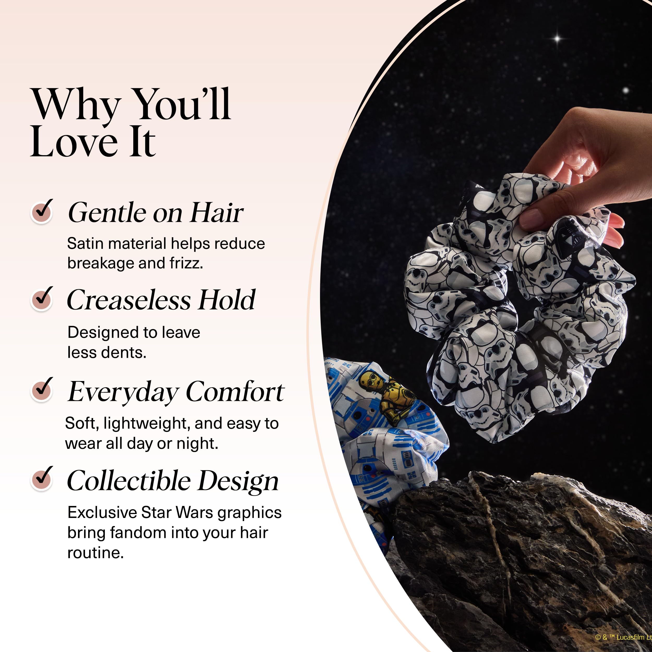 Kitsch pillow-soft satin scrunchie texture feels premium and comfortable for night use.