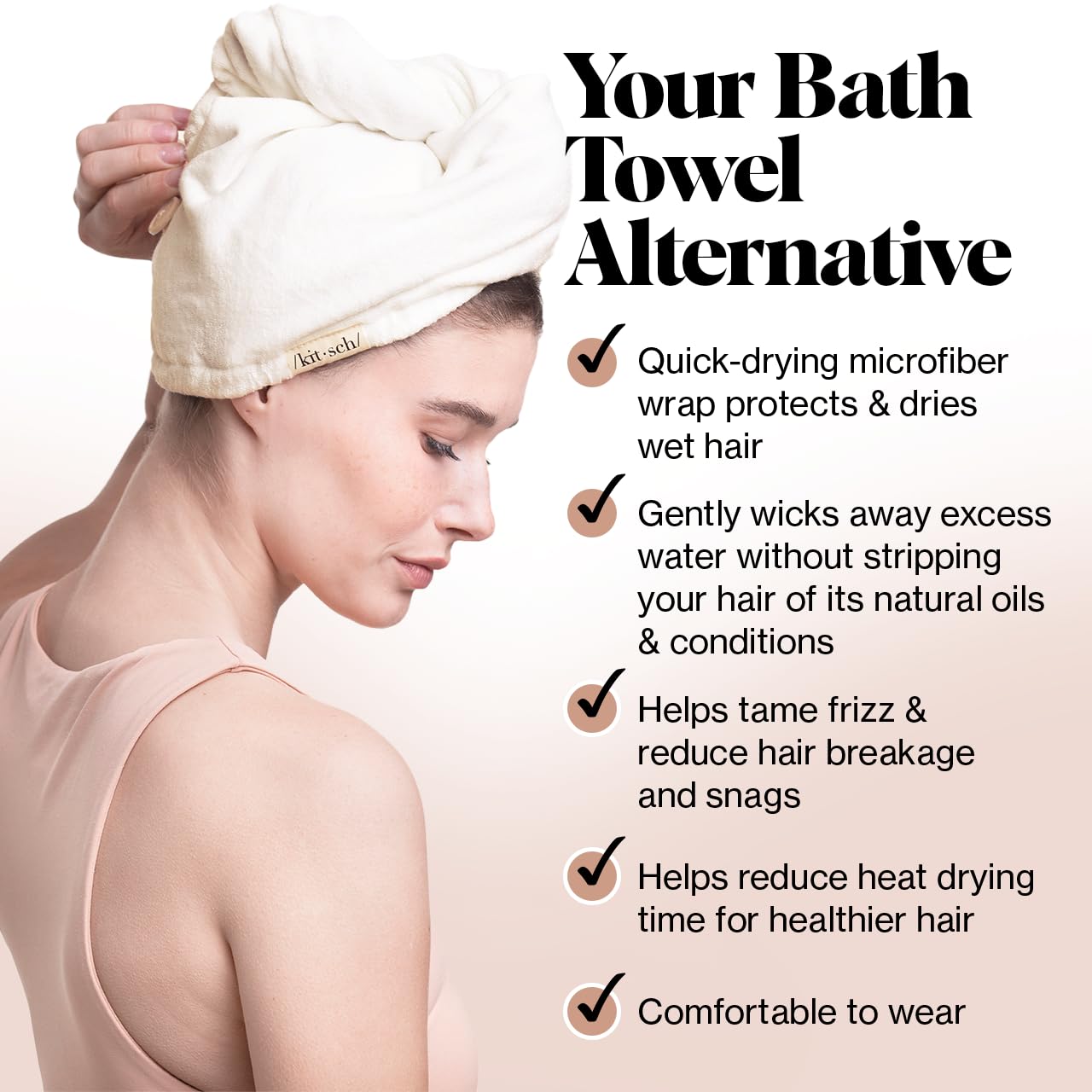 Kitsch plopping towel for curly hair in travel scene promotes compact packing.