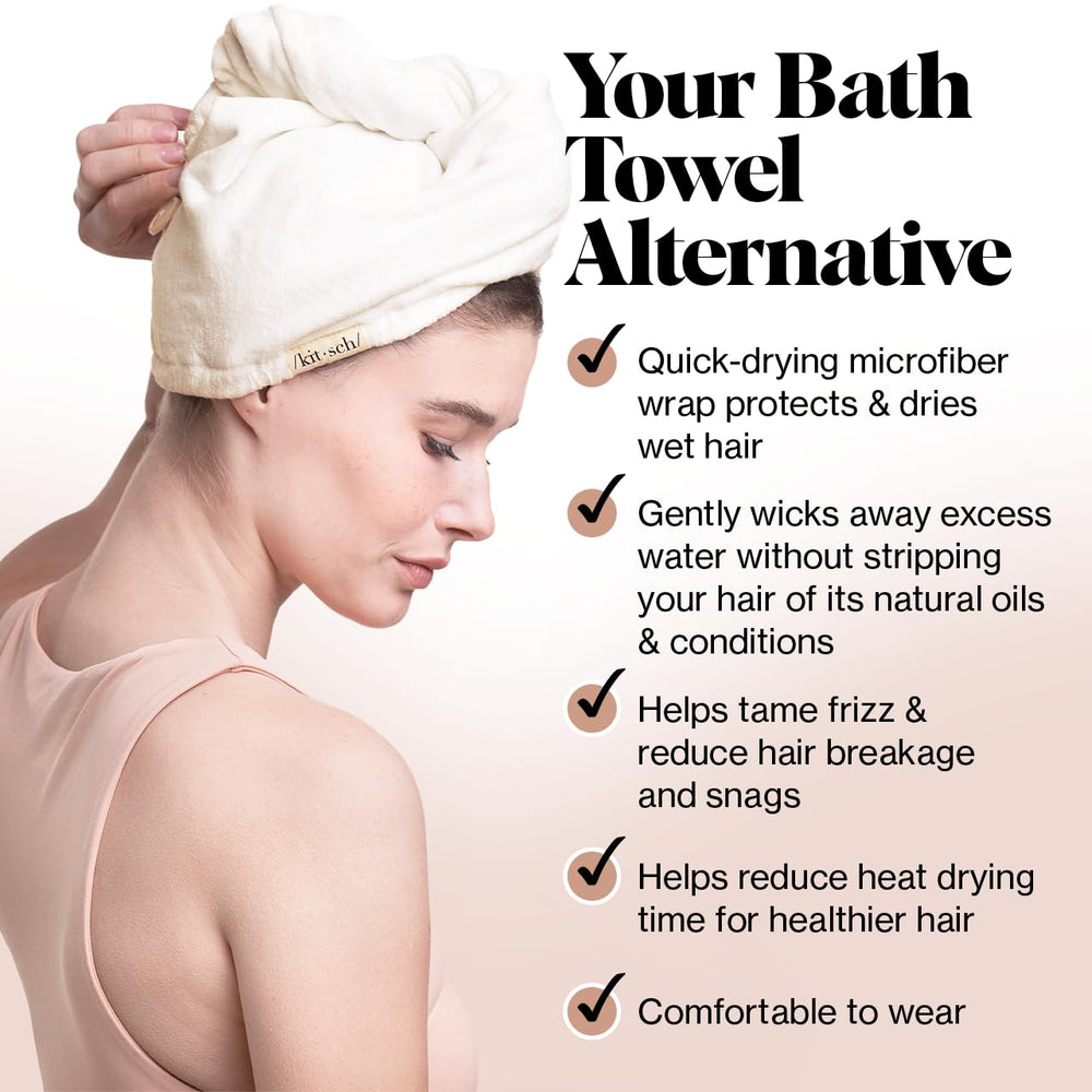 Kitsch plopping towel for curly hair in travel scene promotes compact packing.