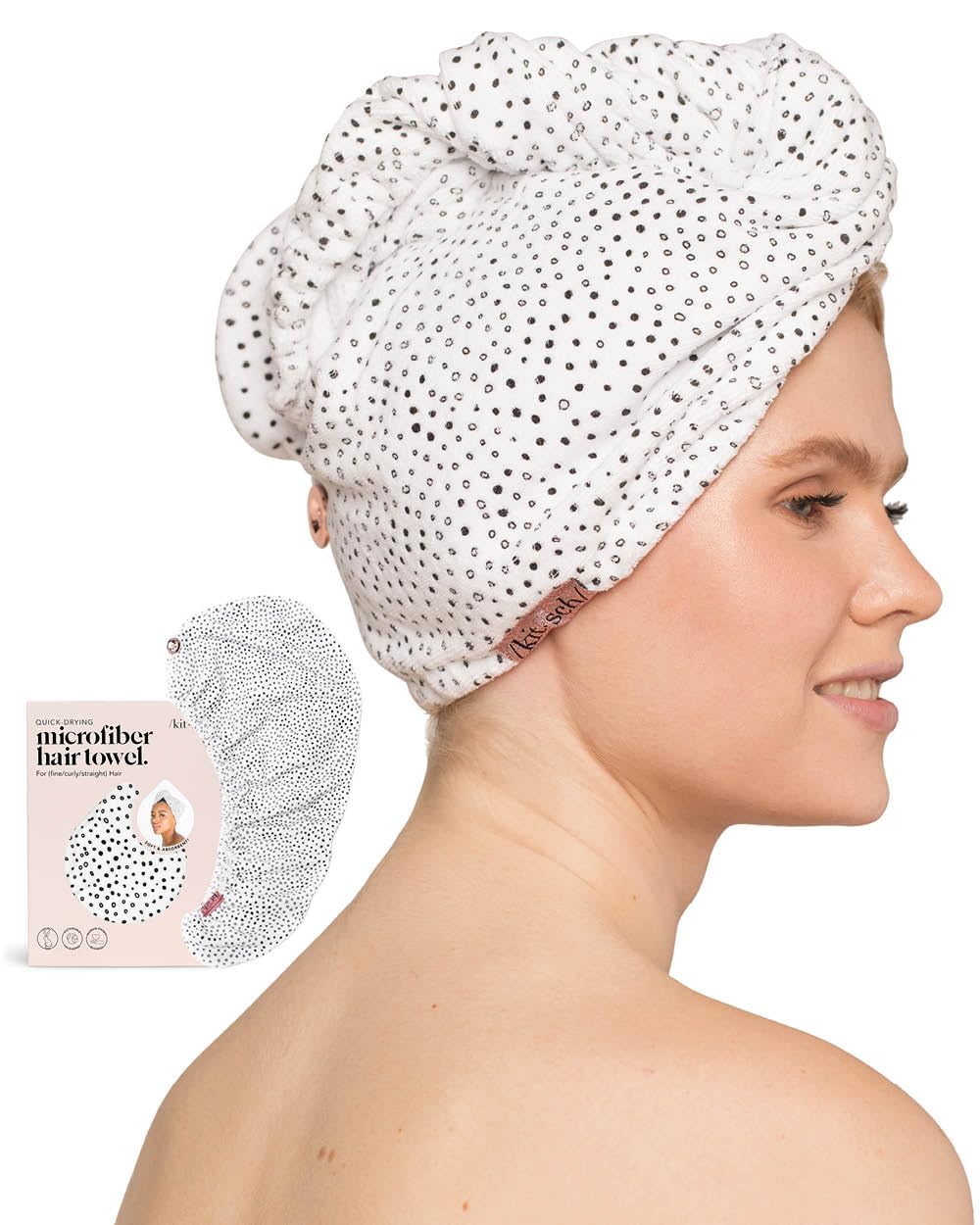 Kitsch quick-dry towel for wet curls after washing.