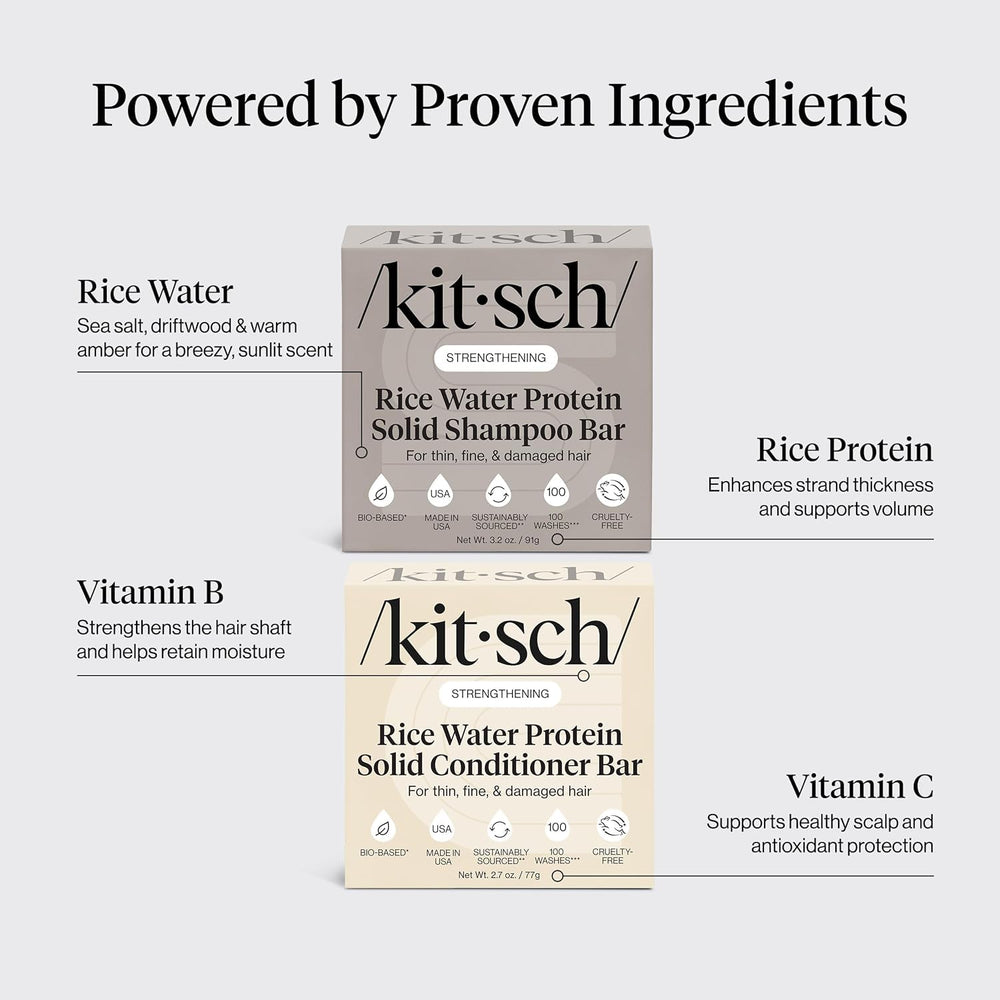 Kitsch Rice Water Conditioner Bar in hand ready to detangle