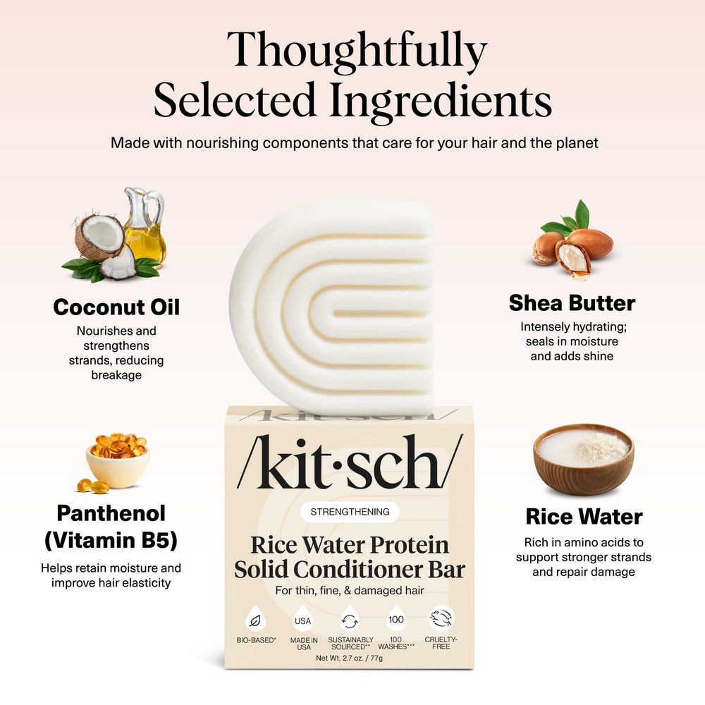 Kitsch Rice Water Conditioner Bar provides added shine and softness.