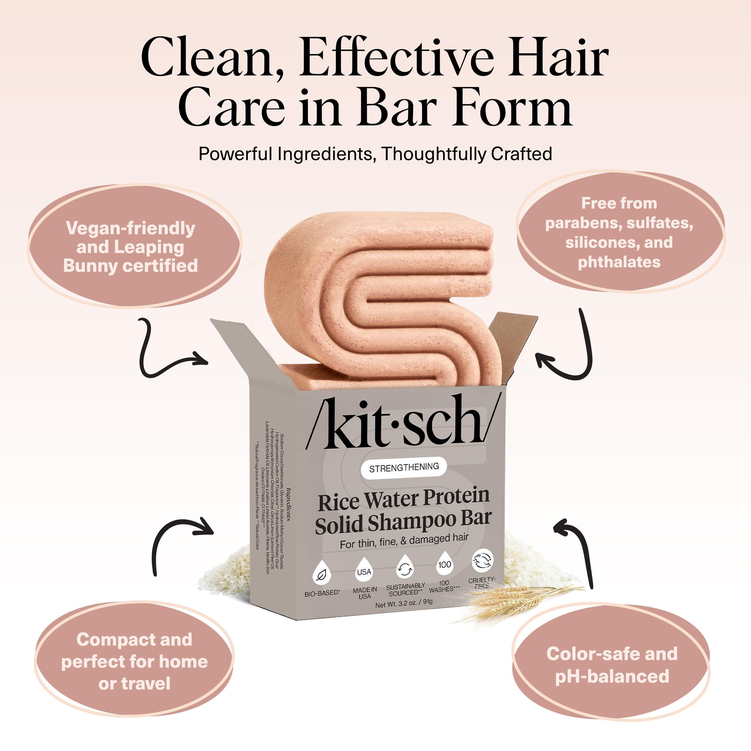 Kitsch Rice Water Shampoo Bar lather demonstrates gentle cleansing and softness.