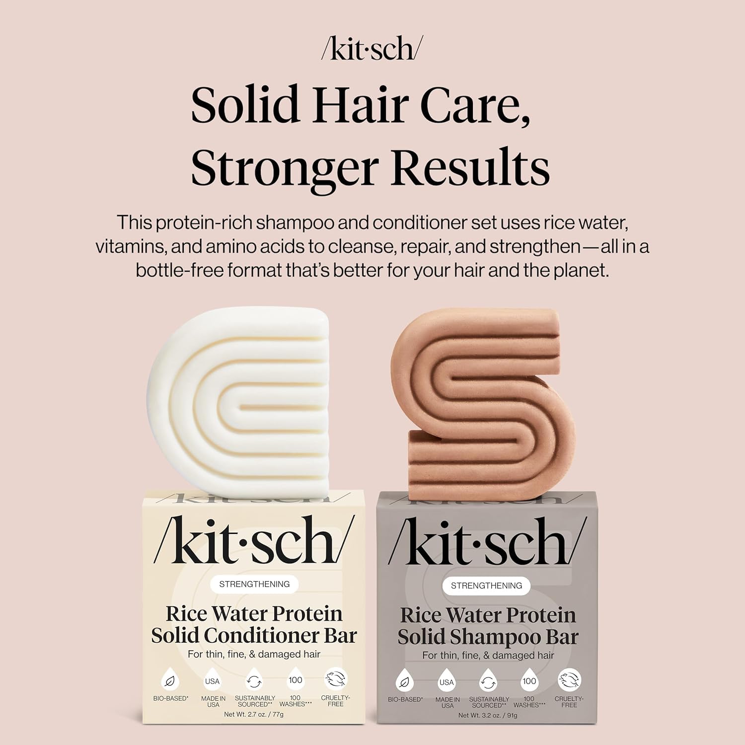 Kitsch Rice Water Shampoo Bar lather on wet hair for cleansing