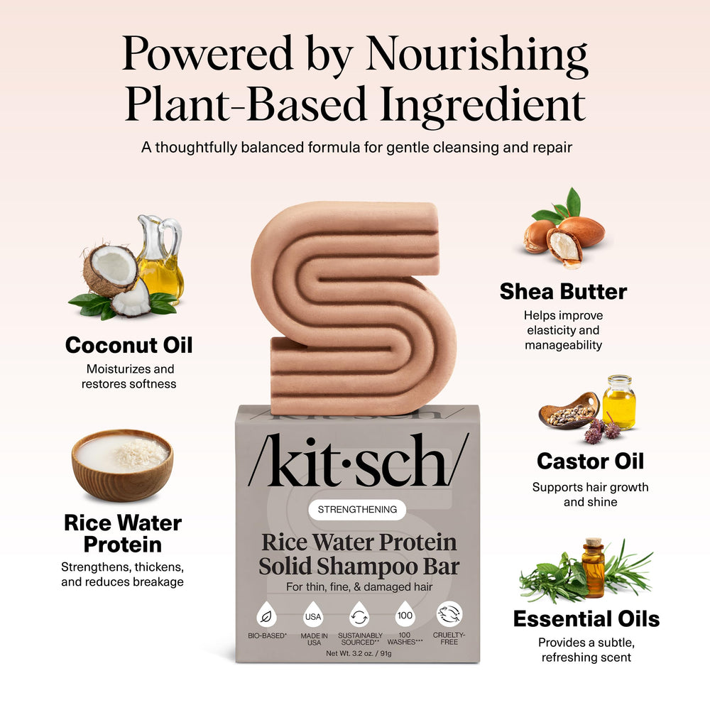 Kitsch Rice Water Shampoo Bar travel case, a sustainable on-the-go option.