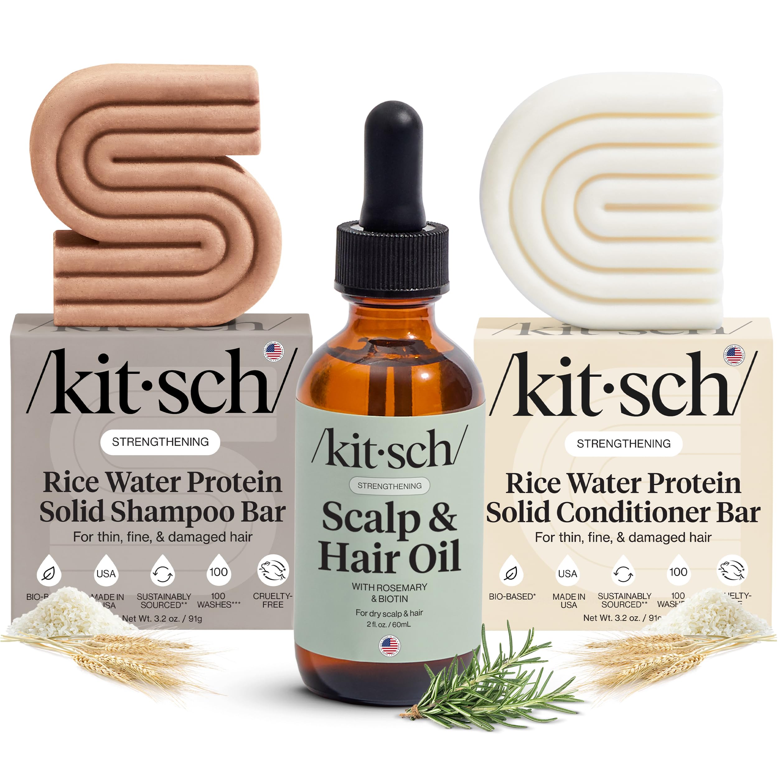 Kitsch rice water shampoo bar in sleek packaging for eco-friendly hair care