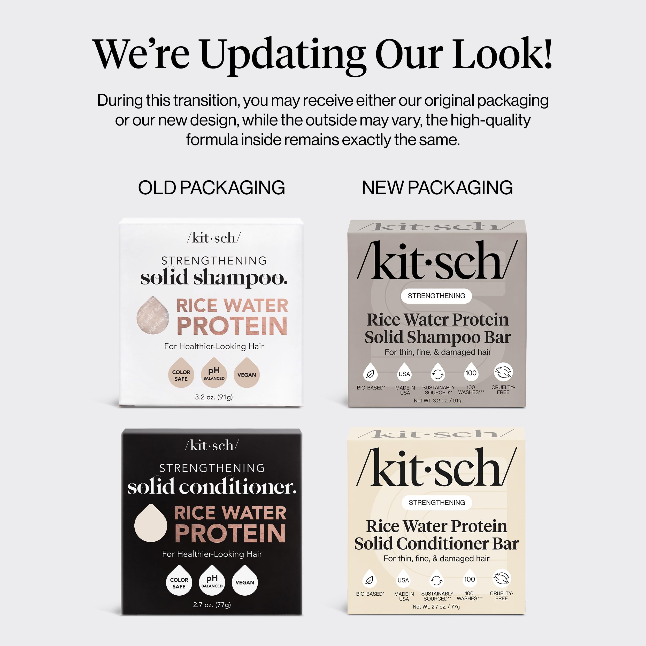 Kitsch Rice Water solid conditioner bar promoting smooth, manageable hair