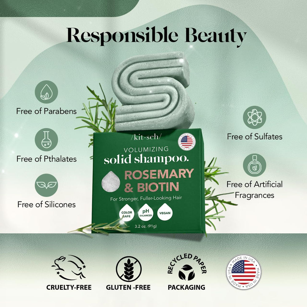 Kitsch Rosemary & Biotin Shampoo Bar on hands shows easy daily application.