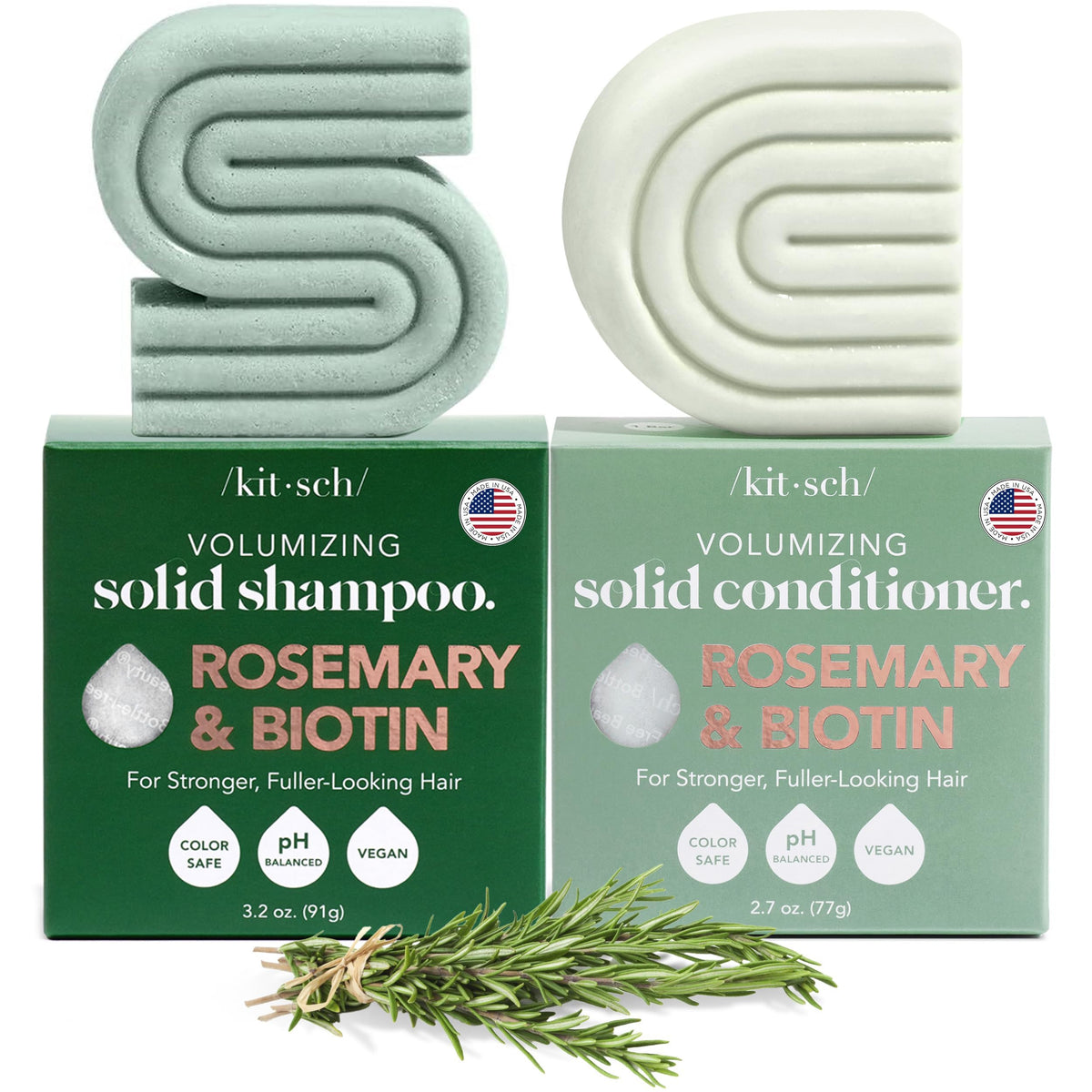 Kitsch Rosemary & Biotin shampoo bar pour showing gentle cleansing for fine hair