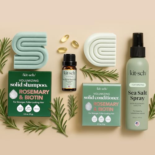Kitsch Rosemary & Biotin travel sized bars in eco packaging for on the go
