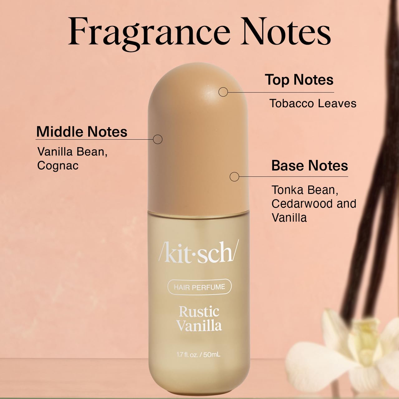 Kitsch Rustic Vanilla 50 mL bottle with recycled content.