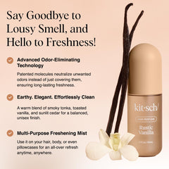 Kitsch Rustic Vanilla spray being dispensed for fast hair refresh.