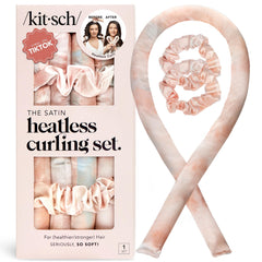 Kitsch satin heatless curler 34-inch Sunset Tie Dye packaging for effortless overnight styling
