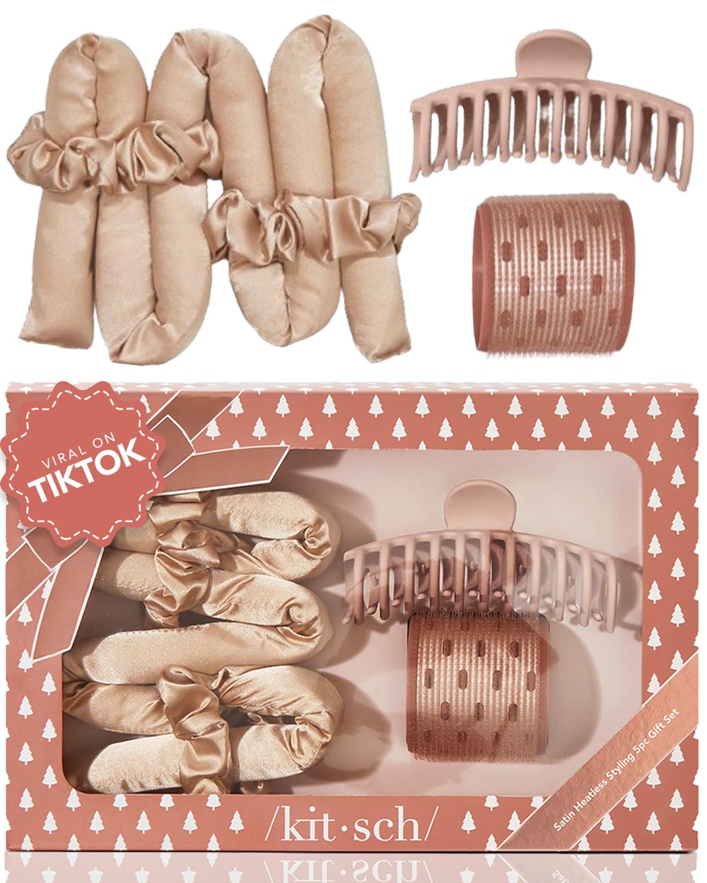 Kitsch satin heatless curler headband provides gentle overnight curls with zero heat exposure.