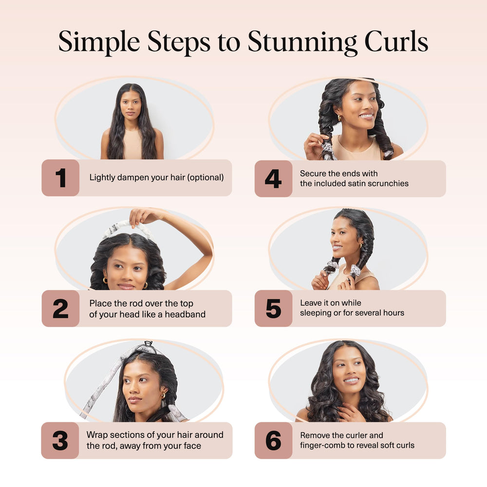 No-heat curls with Kitsch set offer gentle styling possibilities.