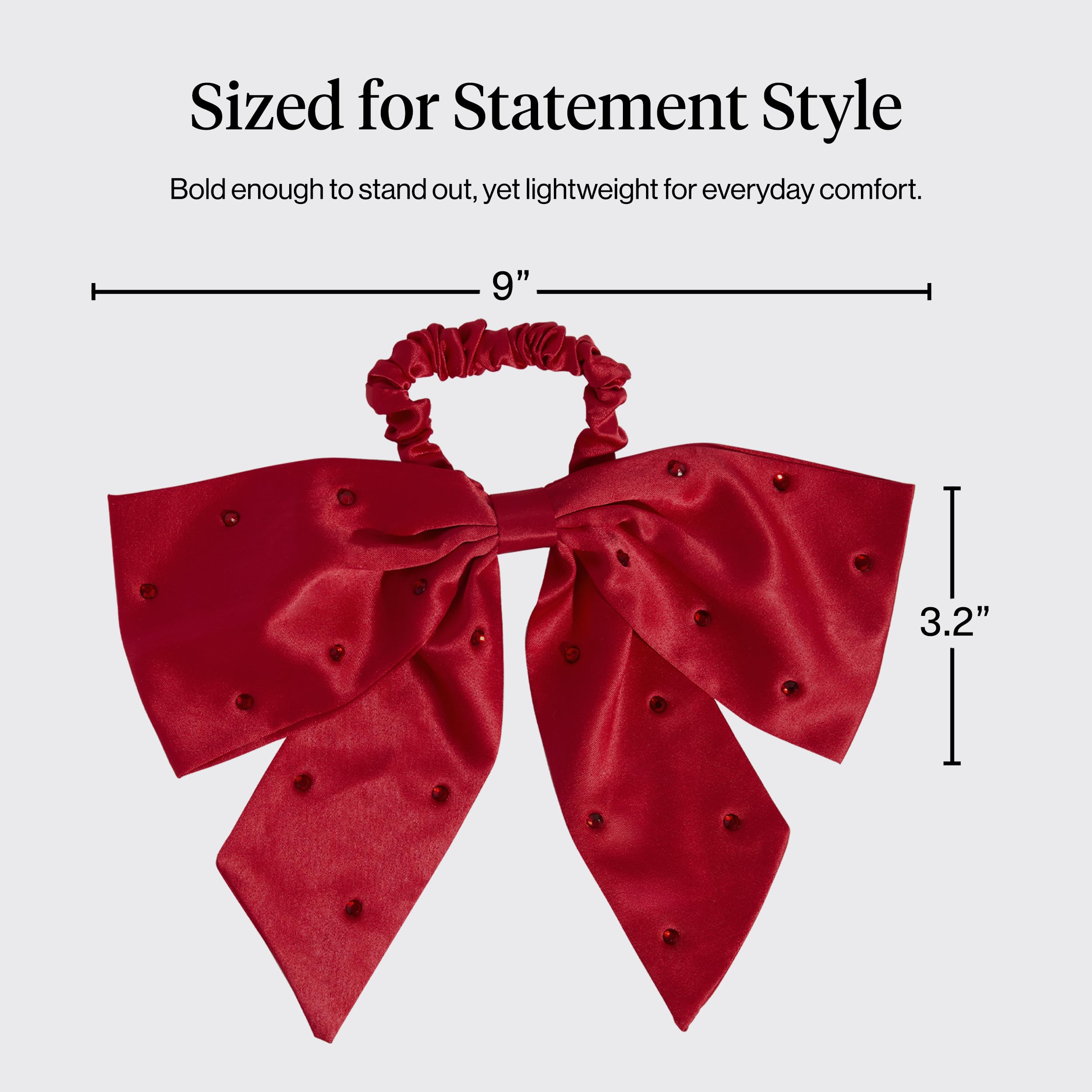 Kitsch satin scrunchie elastic band detail; gentle hold with no snagging.