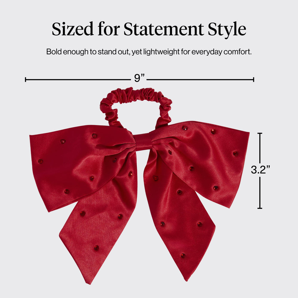 Kitsch satin scrunchie elastic band detail; gentle hold with no snagging.