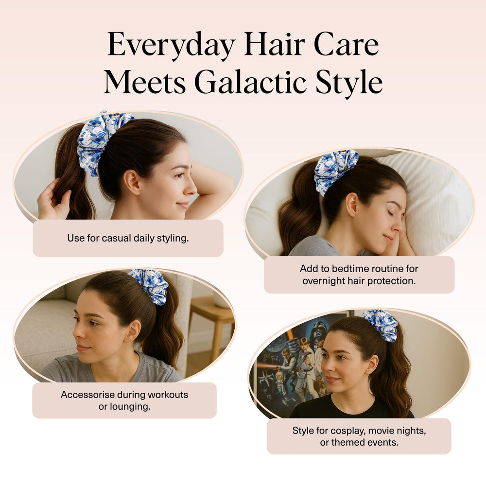 Kitsch satin scrunchie provides practical everyday use with subtle Star Wars flair.