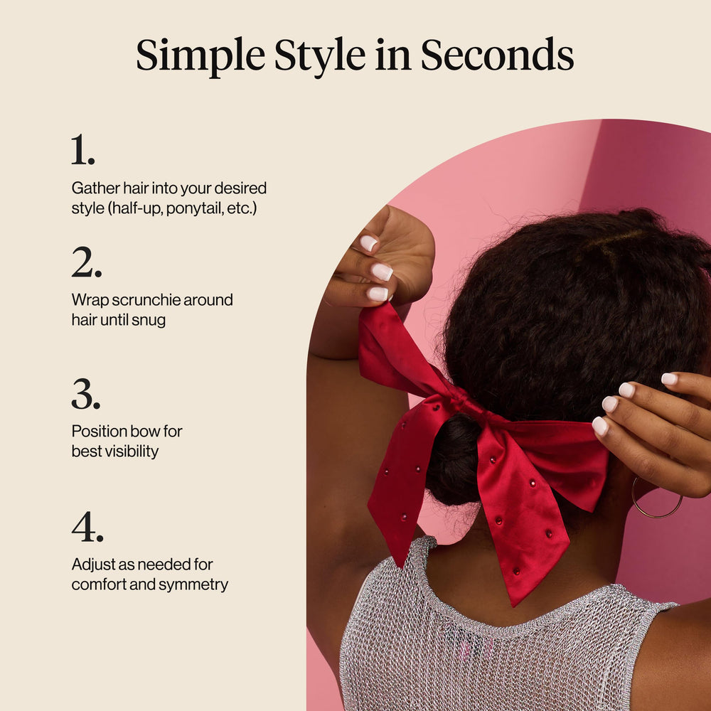 Kitsch satin scrunchie gift-ready box; perfect stocking stuffer.