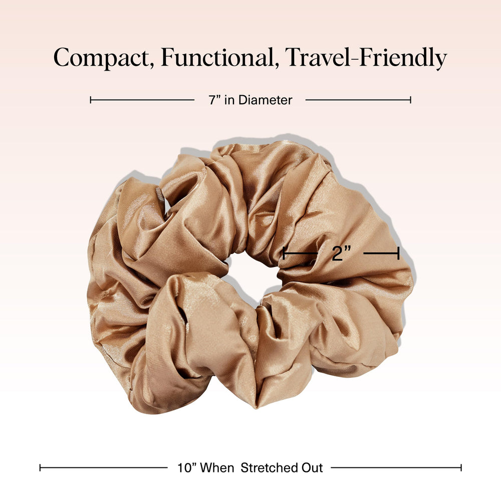 Kitsch satin scrunchies gold close-up highlighting luxe feel and secure grip