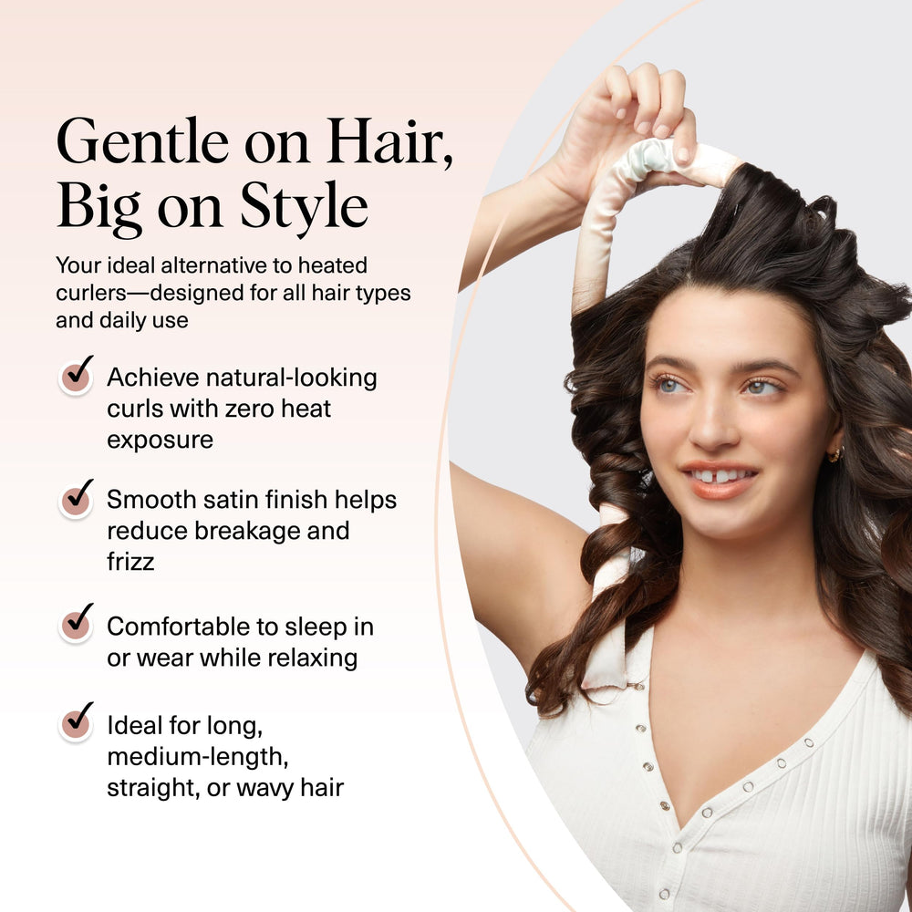 Kitsch satin scrunchies pair demonstrates gentle secure hold for all hair types