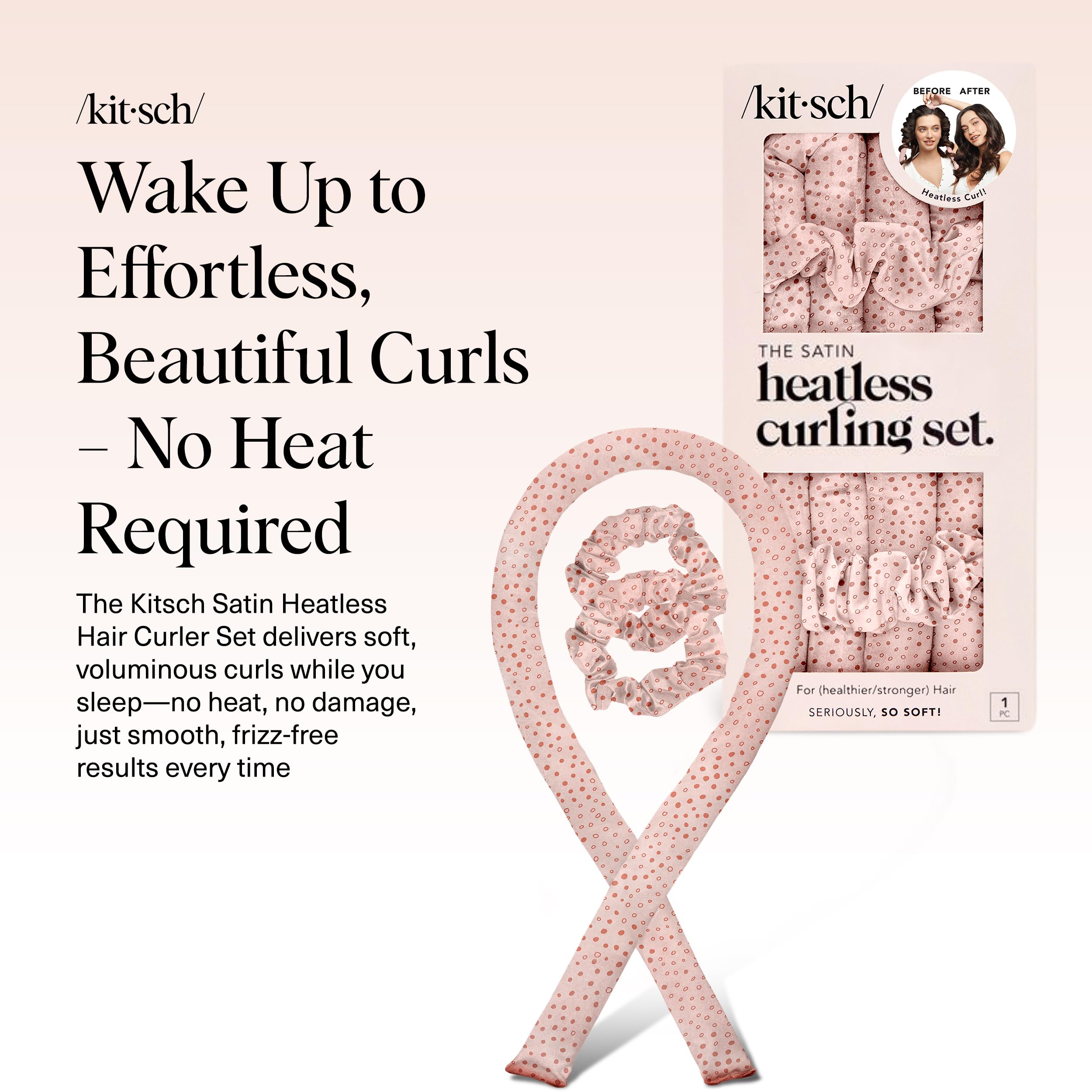 Kitsch satin scrunchies pair gently secures hair for sleep-in styling