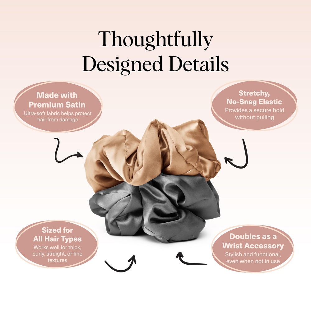 Kitsch satin scrunchies on wrist as a stylish everyday accessory