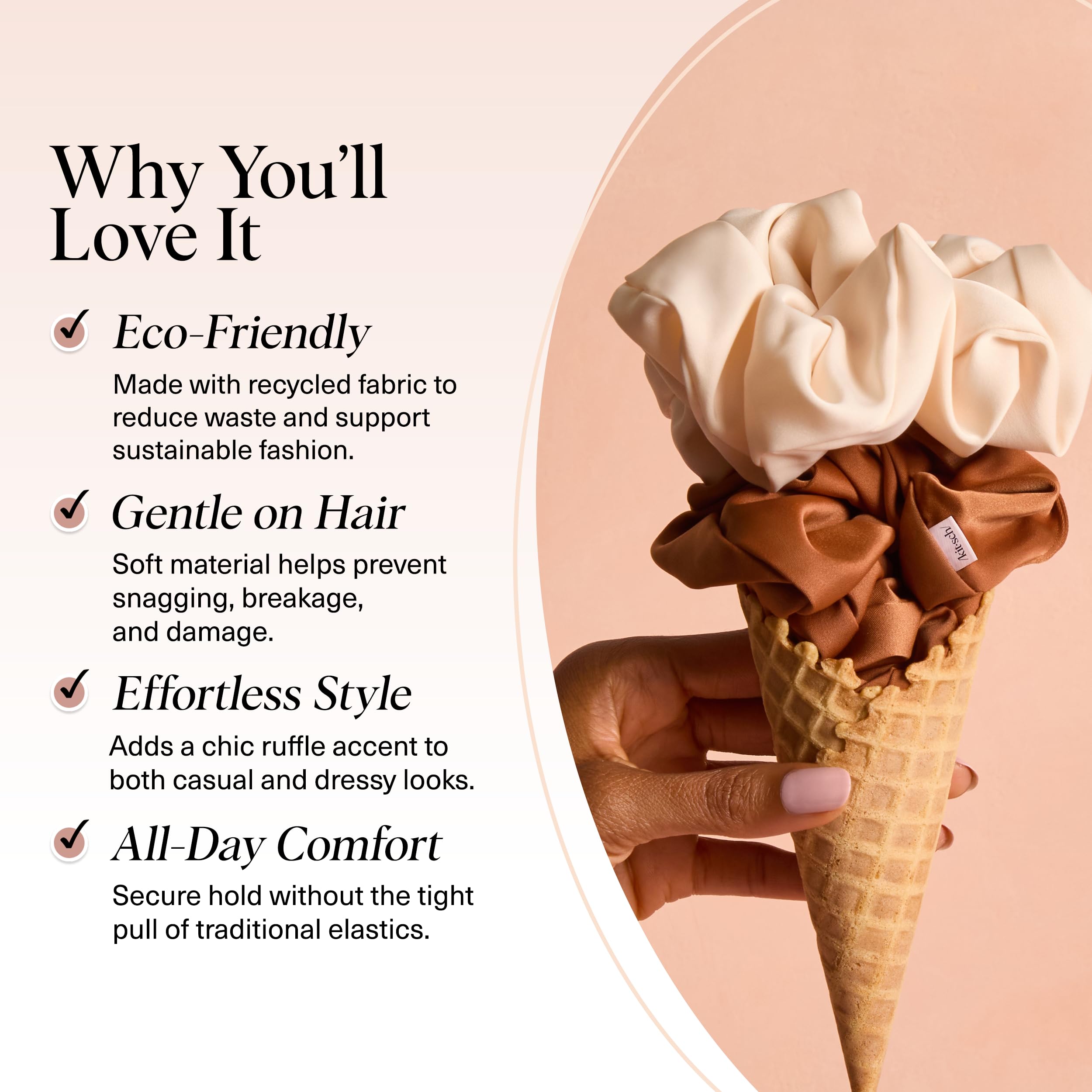 Kitsch satin close-up reveals smooth fibers that glide without pulling.