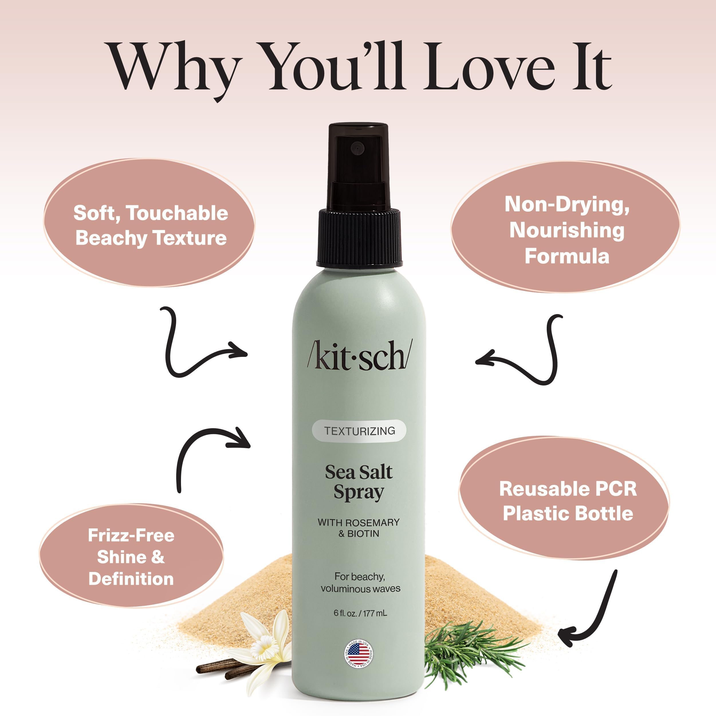 Kitsch Sea Salt Spray creates natural texture and volume for casual styles.
