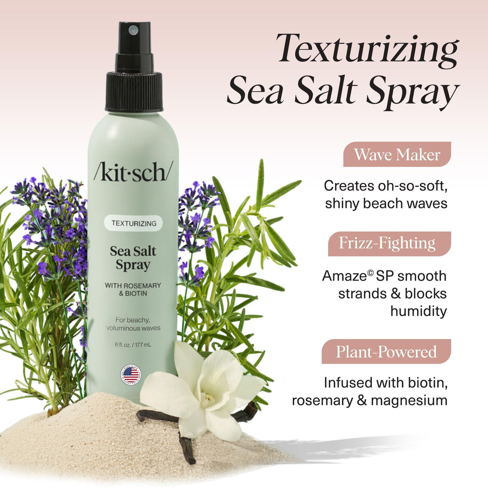 Kitsch Sea Salt Spray close-up texture on damp hair with subtle shine.