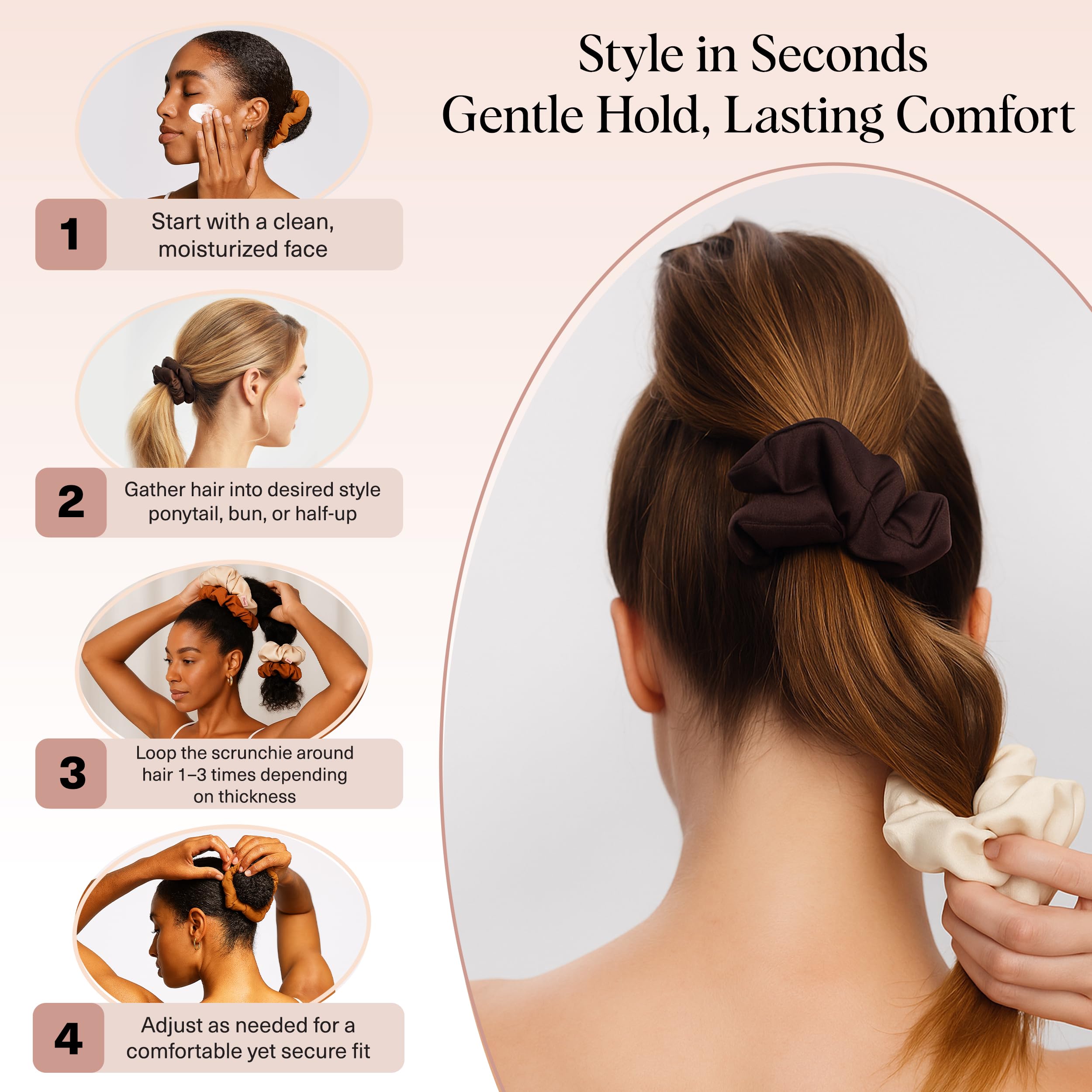Kitsch Sedona scrunchies suitable for all hair types including thick or curly