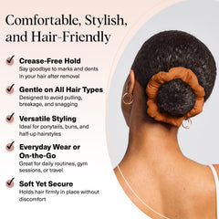 Kitsch Sedona scrunchies worn in a ponytail demonstrating secure hold