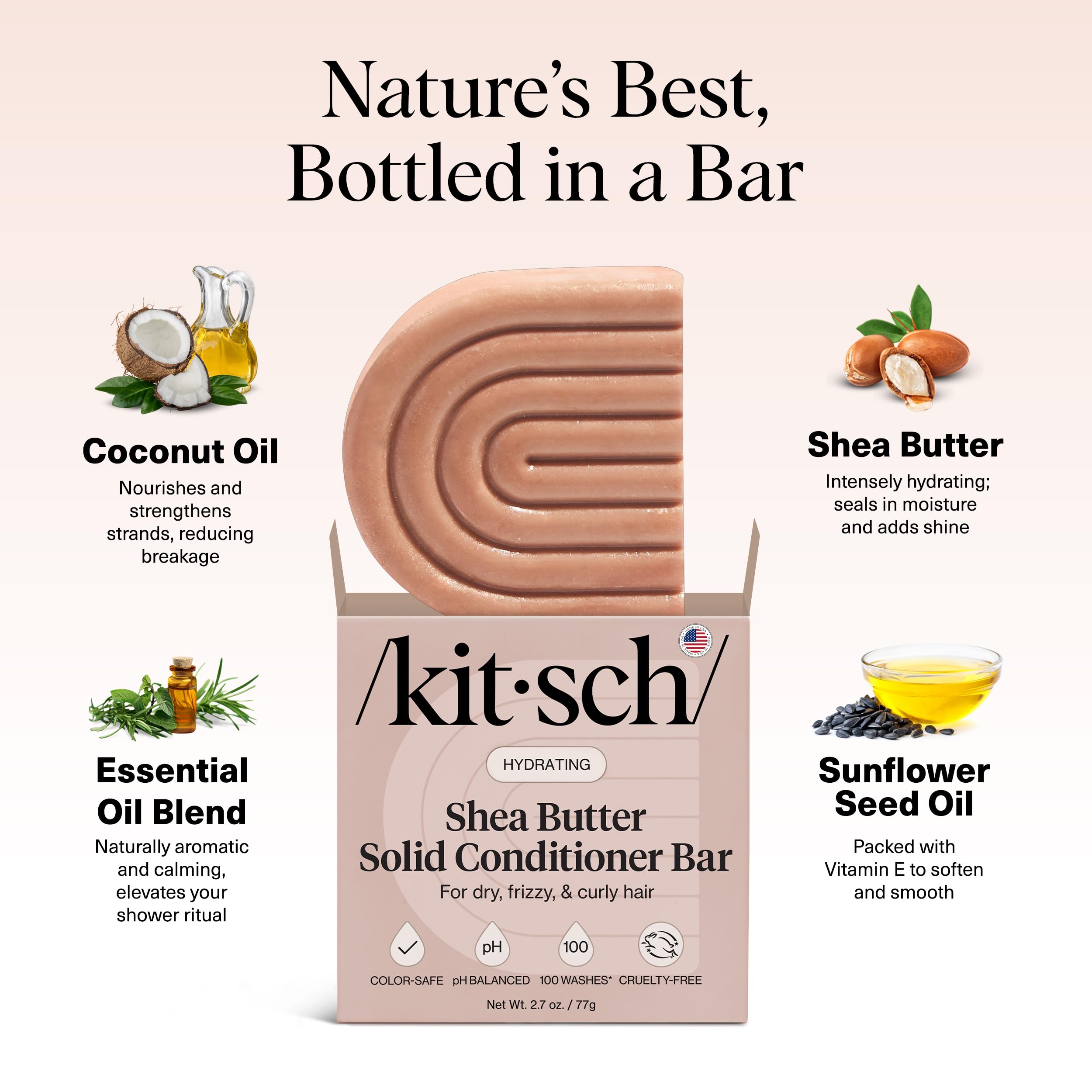 Applying Kitsch conditioner bar to dry hair to boost moisture