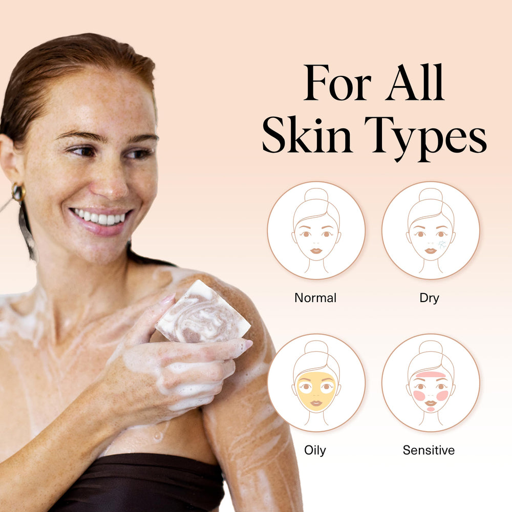 Kitsch Shea Butter Exfoliating Bar packaging emphasizes compact, travel-friendly soap for on-the-go routines.