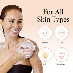 Kitsch Shea Butter Exfoliating Bar packaging emphasizes compact, travel-friendly soap for on-the-go routines.