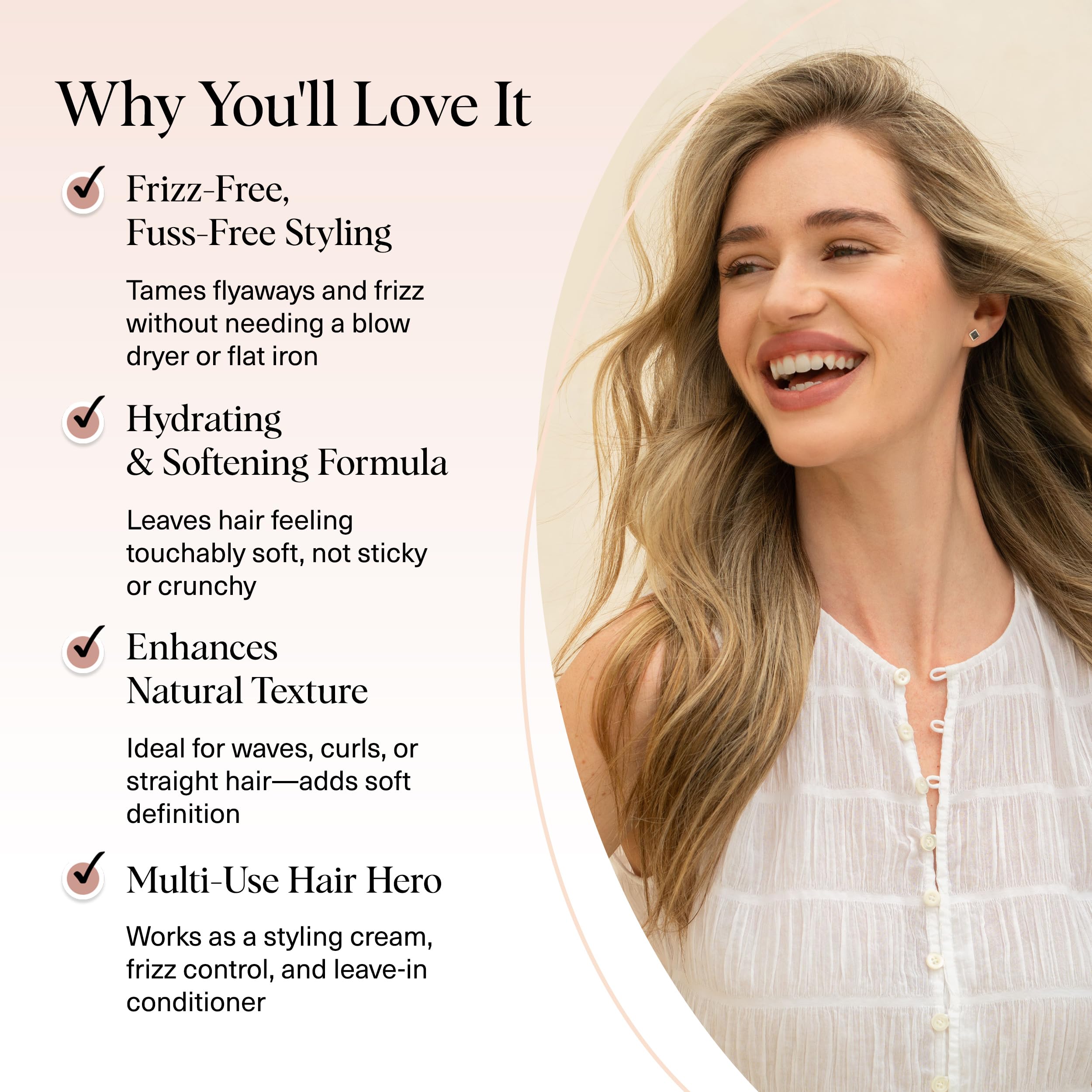 Kitsch smoothing air dry cream application in hand for texture enhancement