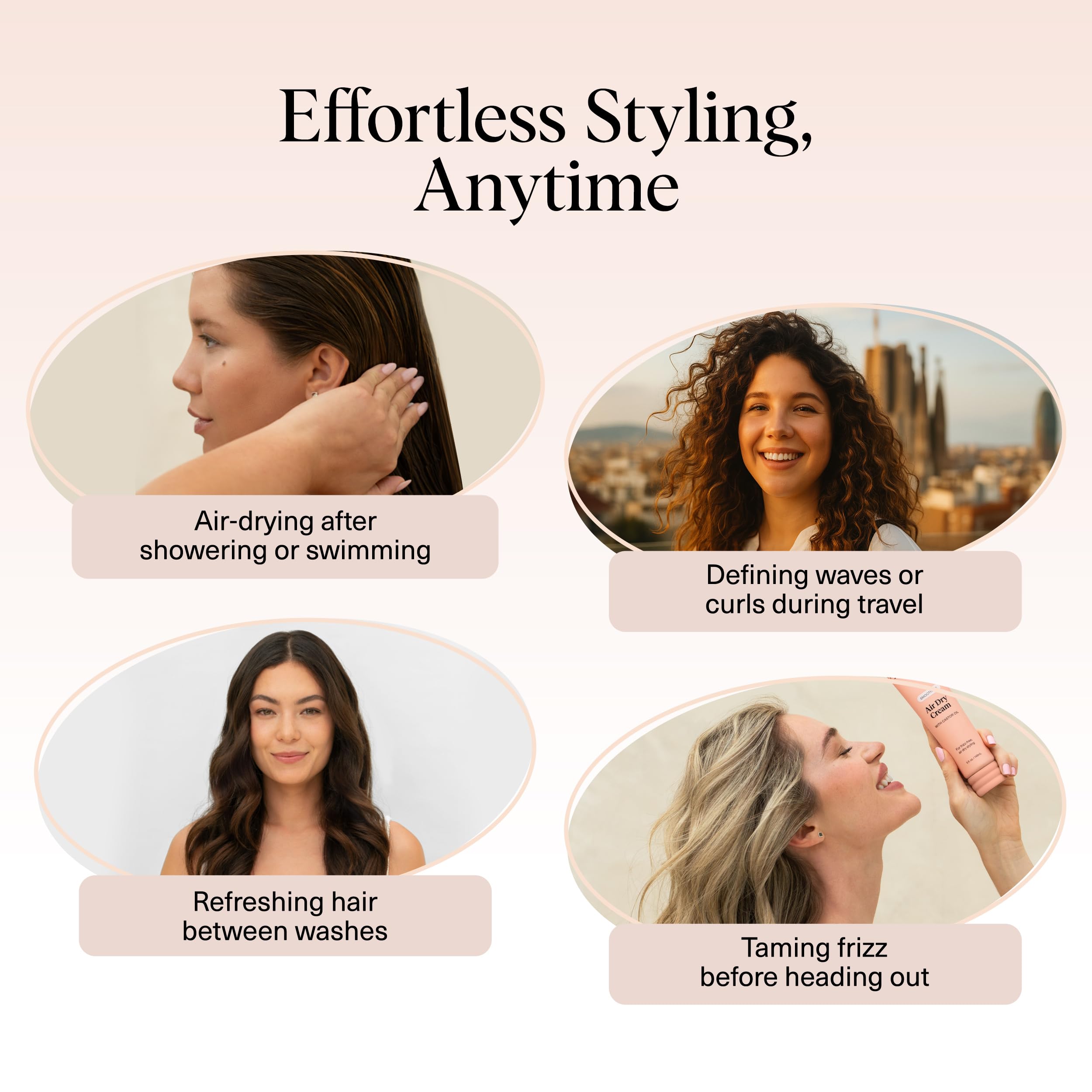 Kitsch smoothing air dry cream frizz-free finish on damp hair