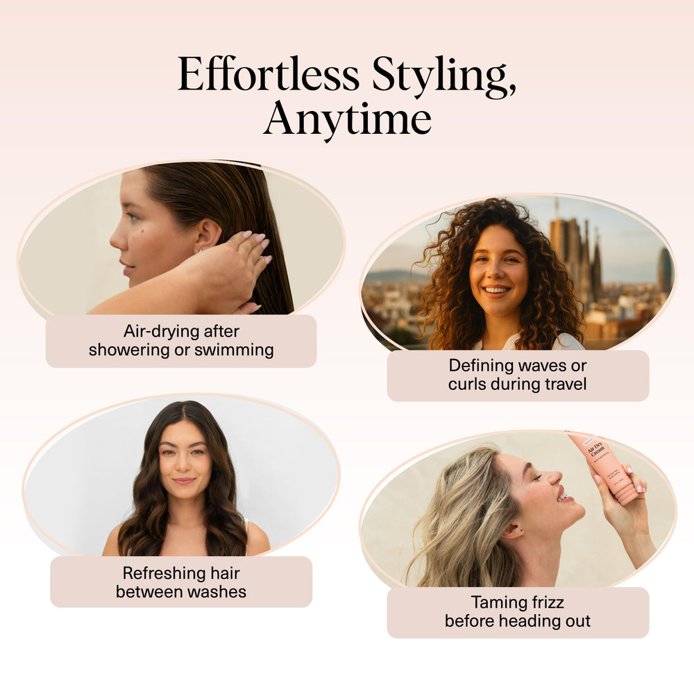 Kitsch smoothing air dry cream frizz-free finish on damp hair