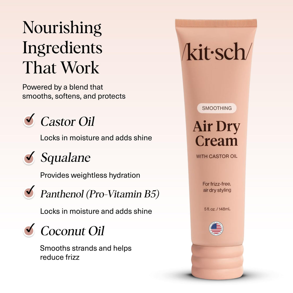 Kitsch smoothing air dry cream adds shine and moisture for healthy-looking hair