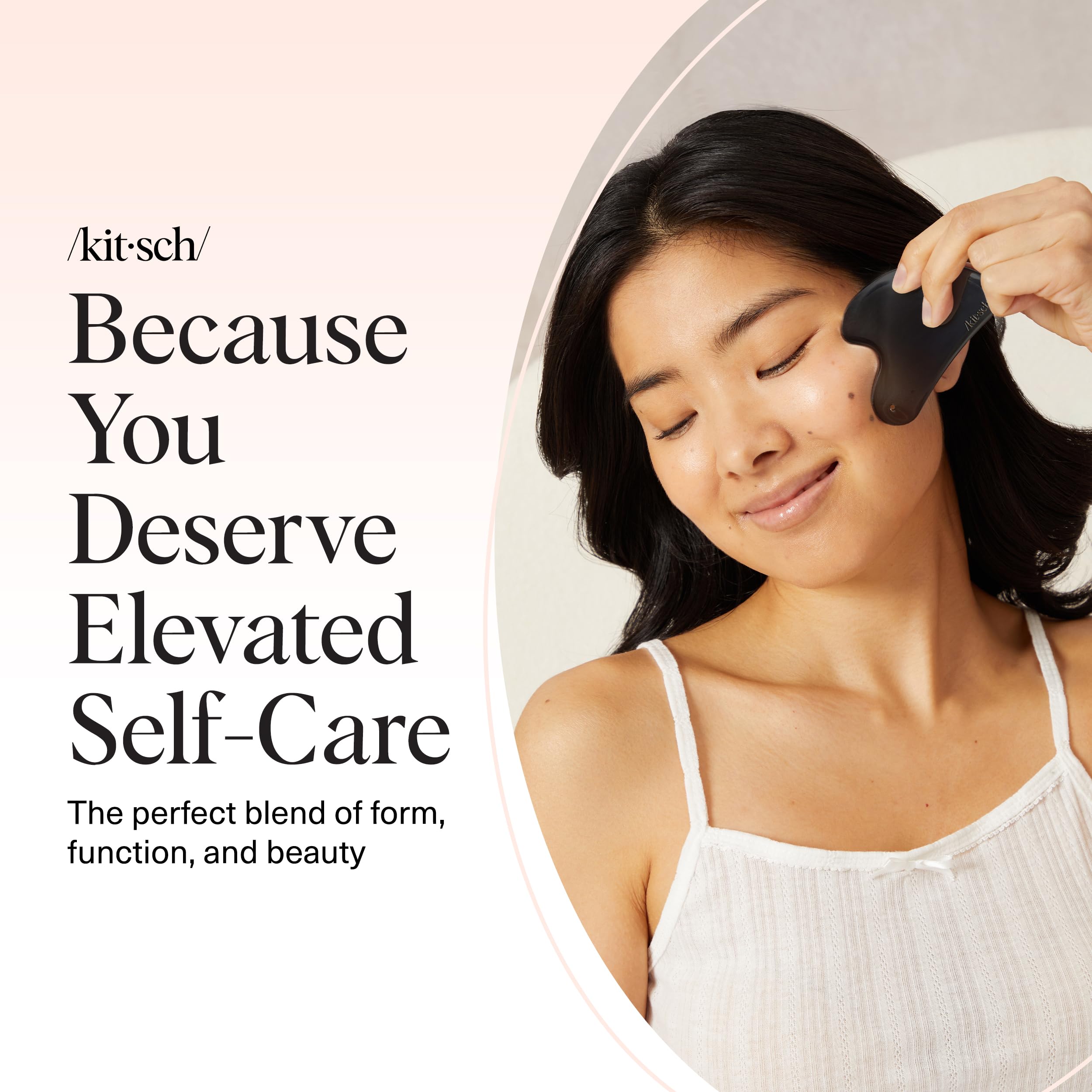 Kitsch stainless steel gua sha tool demonstrates premium matte black finish