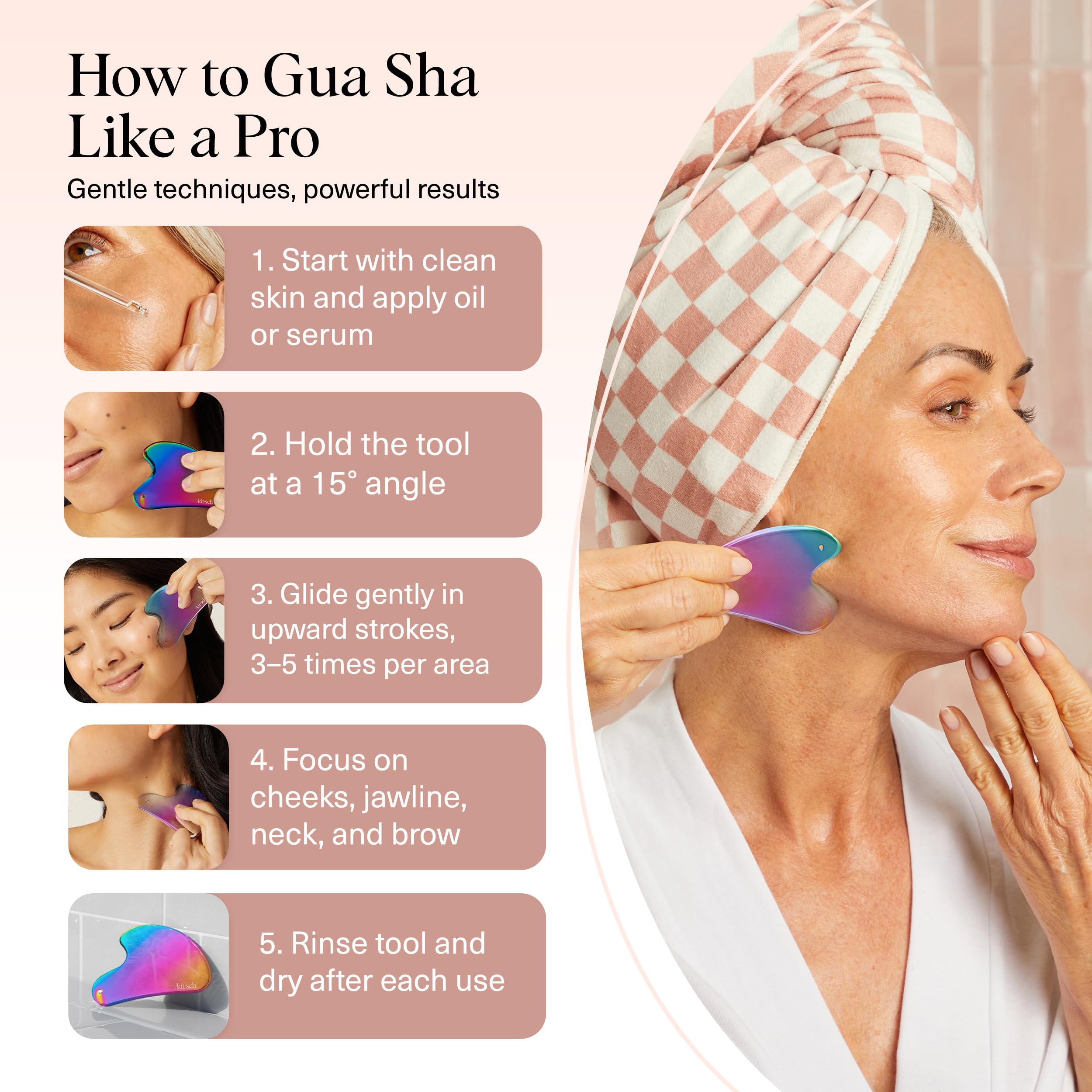 Kitsch stainless steel gua sha tool easy clean ensures hygienic routine
