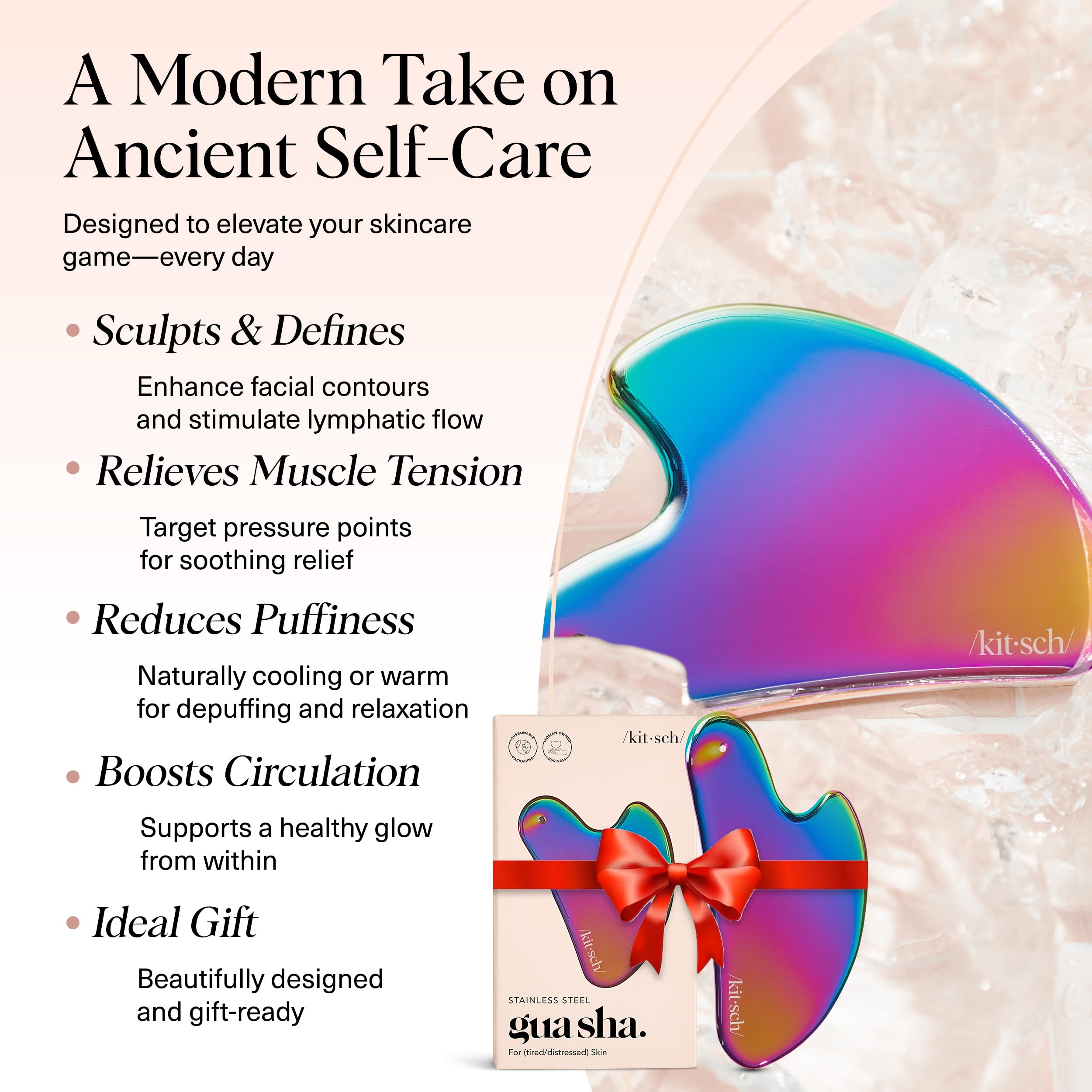 Kitsch stainless steel gua sha tool lymphatic drainage supports gentle drainage
