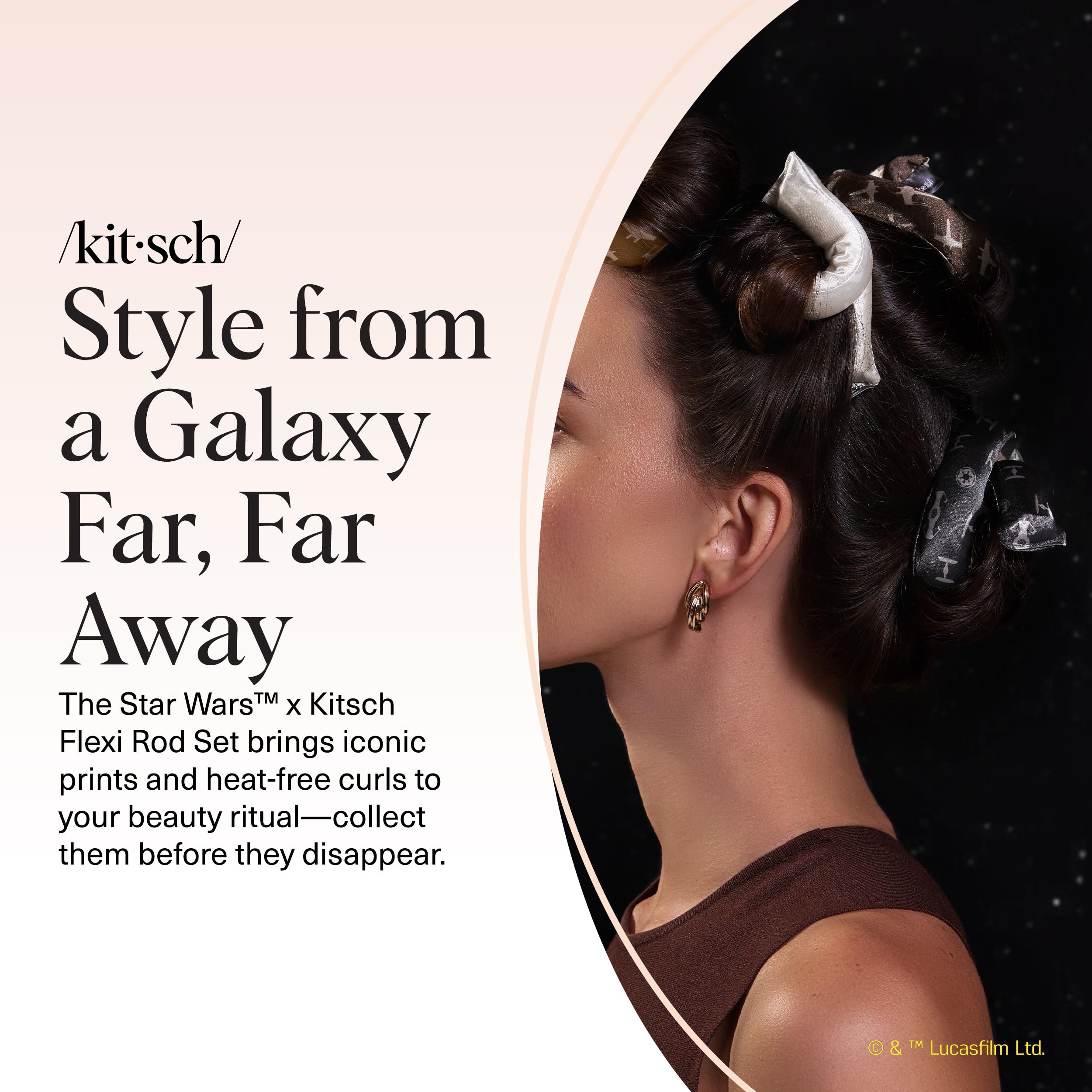 Kitsch Star Wars satin heatless curler creates loose waves for everyday glam